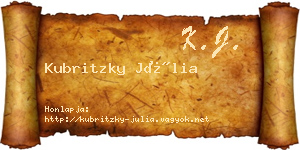 Kubritzky Júlia névjegykártya